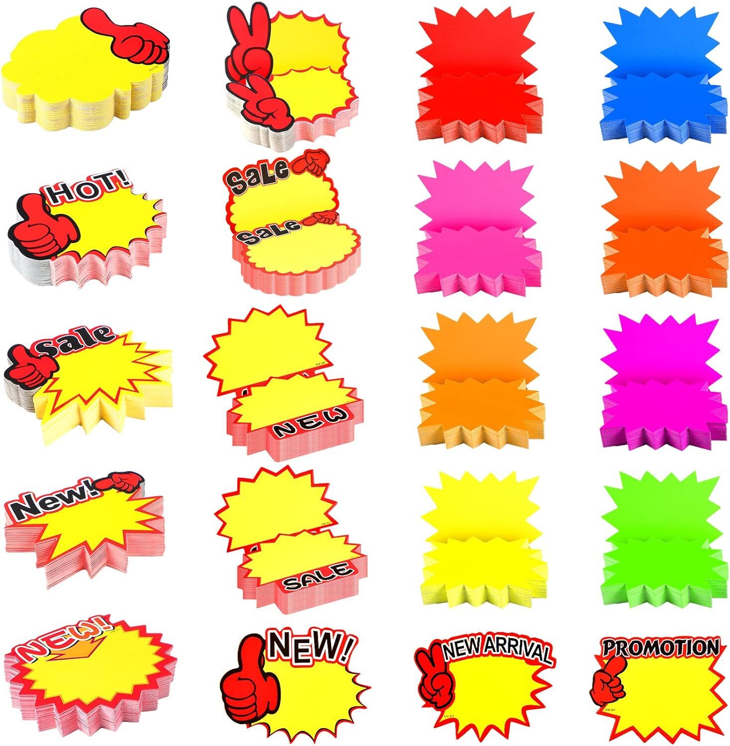 1000 Pieces Burst Signs Fluorescent Signs Blank Star Shape Retail Sale Tags Burs