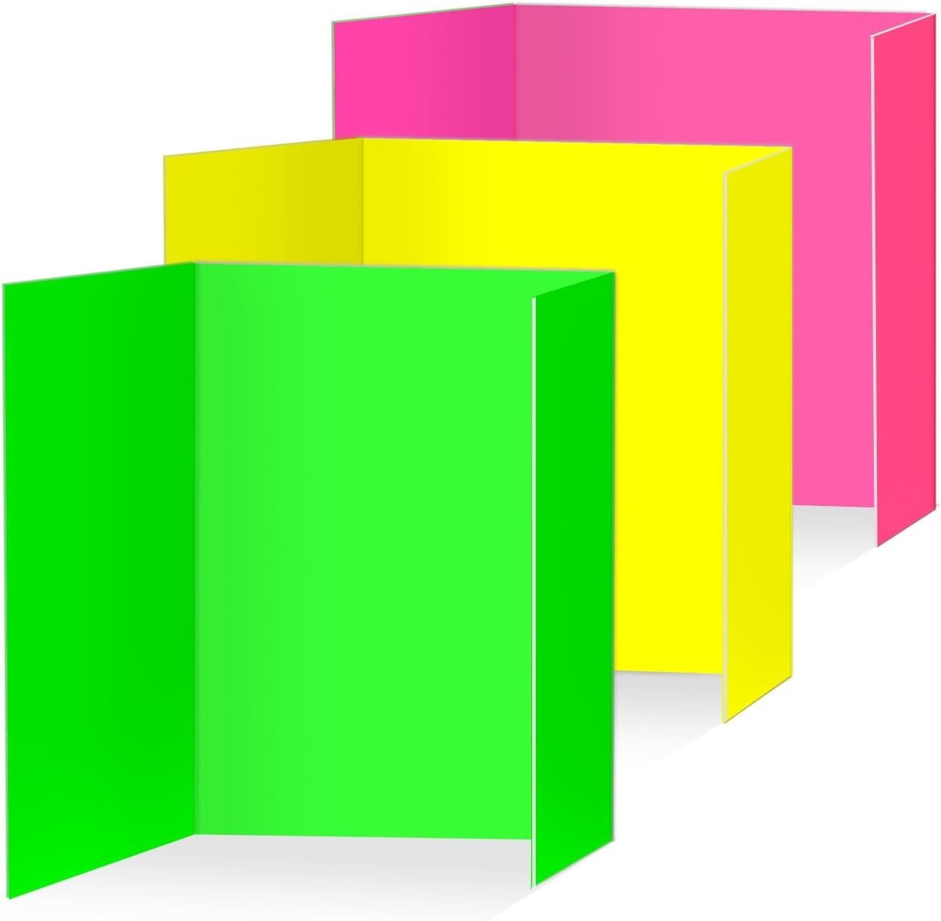 3 pcs Small Neon Trifold Poster Board 16 x 24 Inches, Bright Color Tri Fold D…