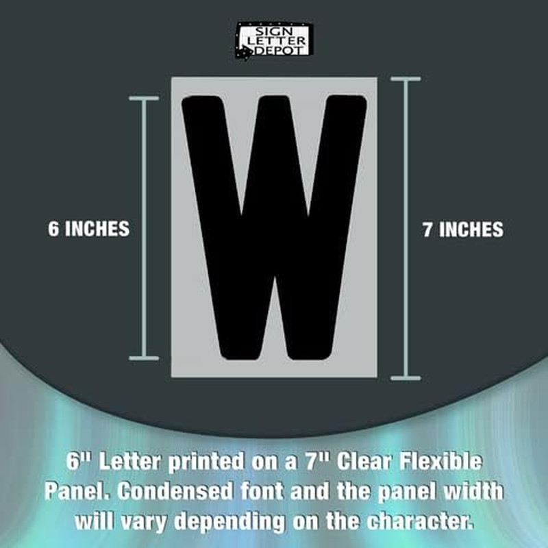 Changeable Sign Letters 6” on 7-Inch Flexible Panel – Condensed Font, Made in US