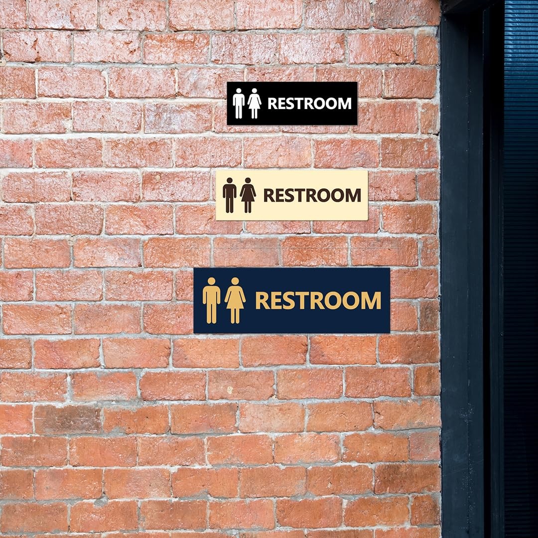 Signs Bylita Basic Unisex Restroom Sign Blue – Large 5 Pack