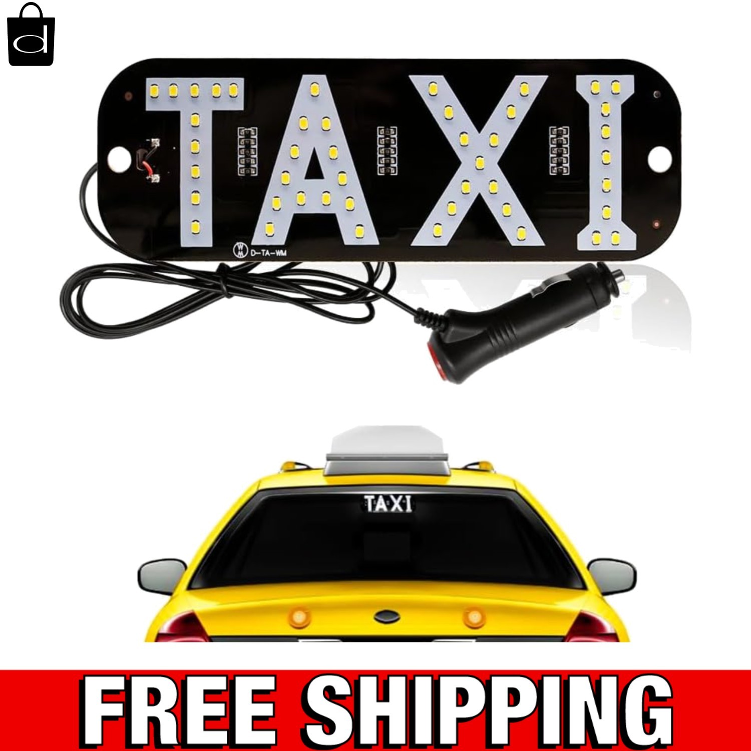 LED Light Sign for Car, Taxi Sign Light Windshield Led Sign Car LED Decal with S