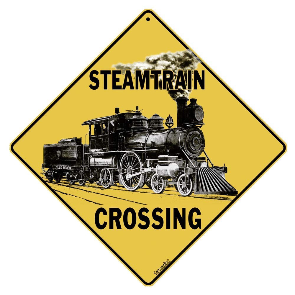 12X12 Inch Steam Train Crossing Aluminum Sign X193 Railroad Novelty Decor