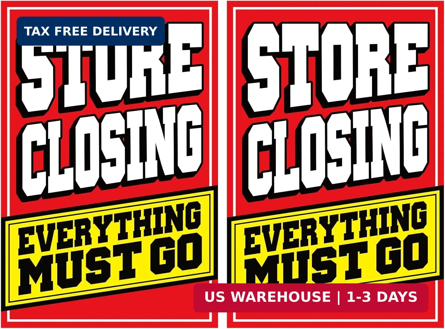 2 Pcs Store Closing Sign Poster Everything Must Go Advertising Banner Going Out