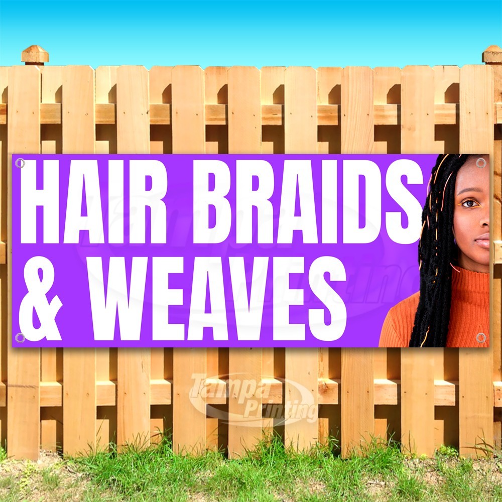 HAIR BRAIDS & WEAVES Advertising Beauty Vinyl Banner Flag Sign USA SB10960