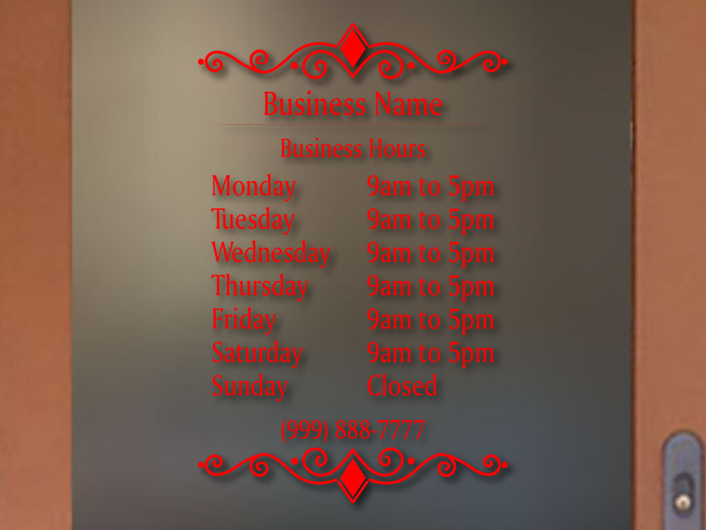BUSINESS HOURS MANY SIZES AND CHOOSE YOUR COLOR Custom Sign Store Decal Vinyl