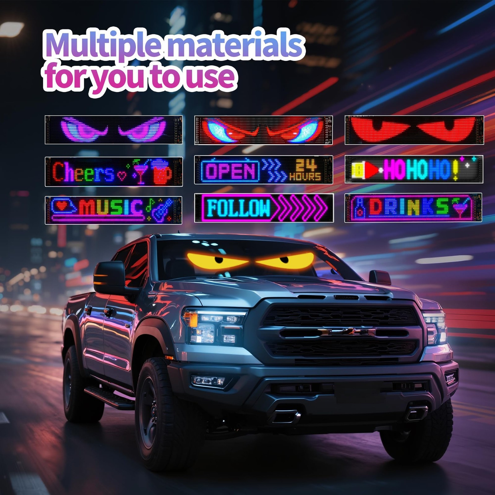 Devil Eyes Light for Car & Truck Windshield | 23.4×4.7in Programmable Flex, A…