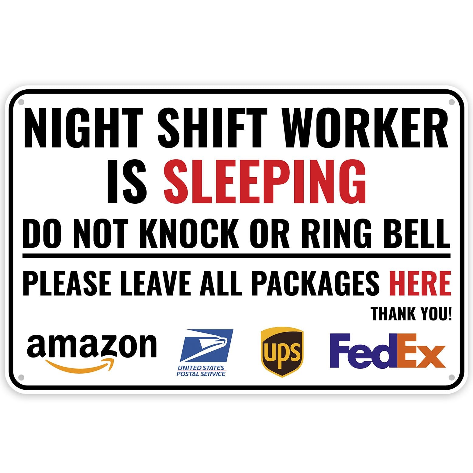 1PC Night Shift Worker Sleeping Sign, 12 x 8 Inches – Aluminum – Day Sleeper Sig