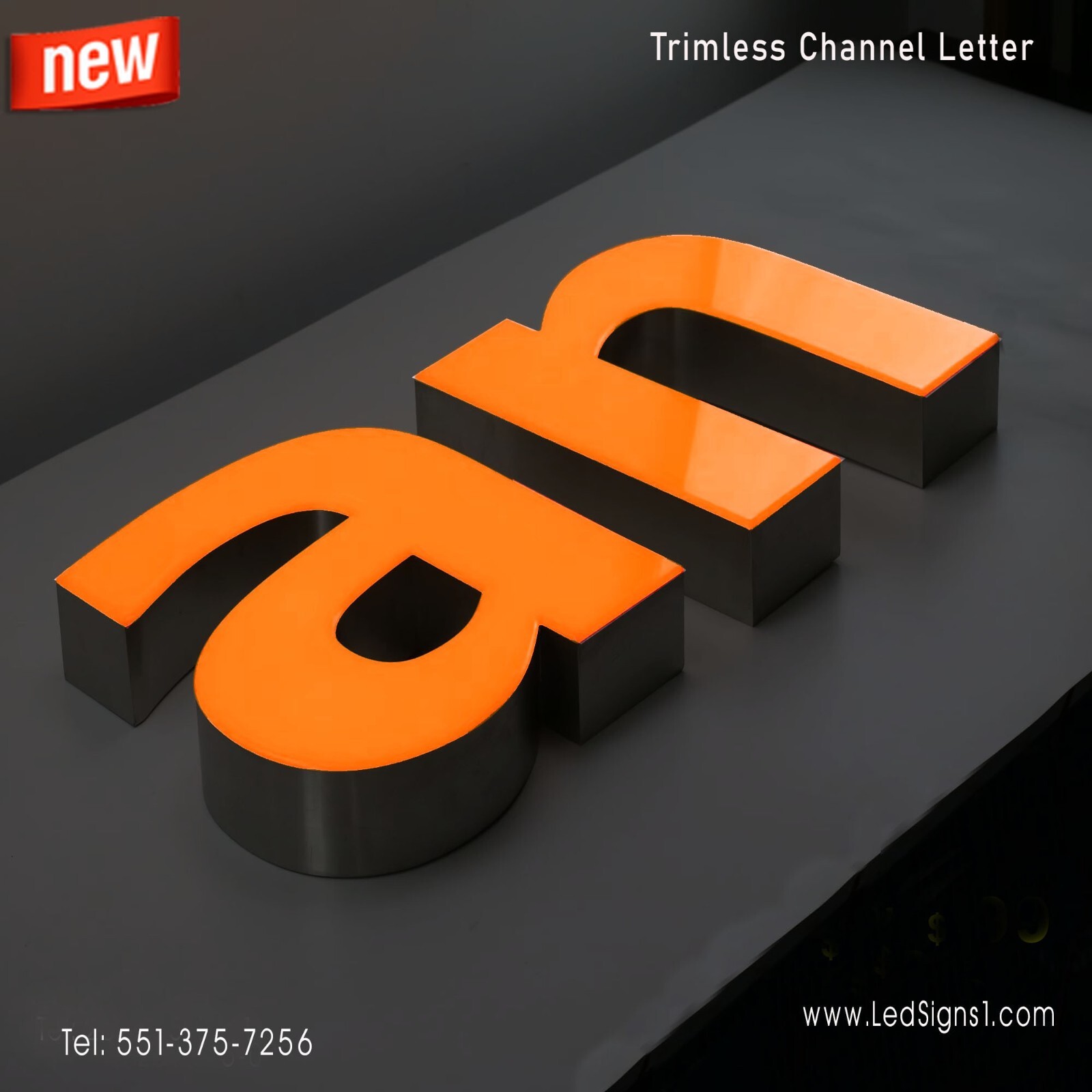 Custom made Trim less Channel Letters Signs Storefront signage 24 Inches