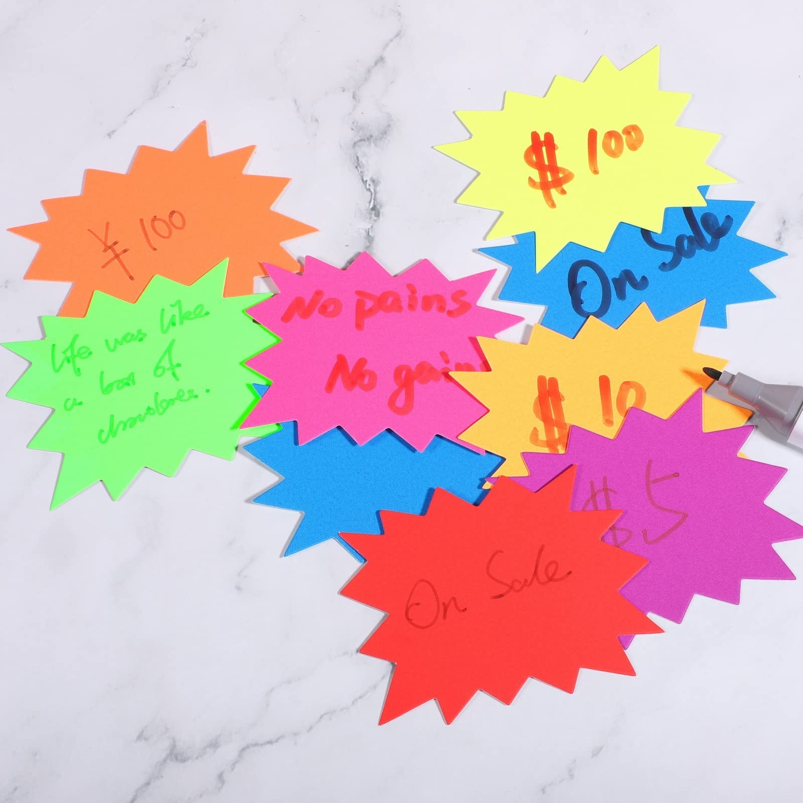 400 Yard Sale Price Stickers – Neon Starburst Labels for Garage Sale Signs, 3.5″