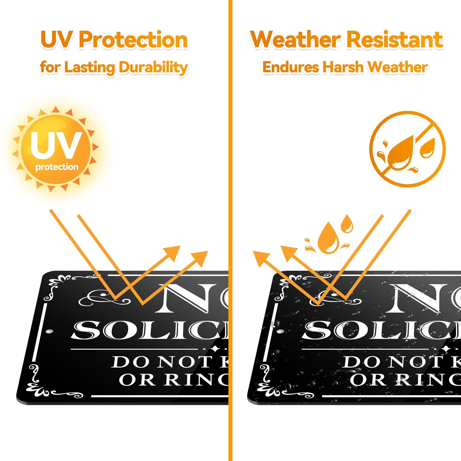 No Soliciting Sign for Front Door, (2 Pack) Self-adhesive No Soliciting Sign …