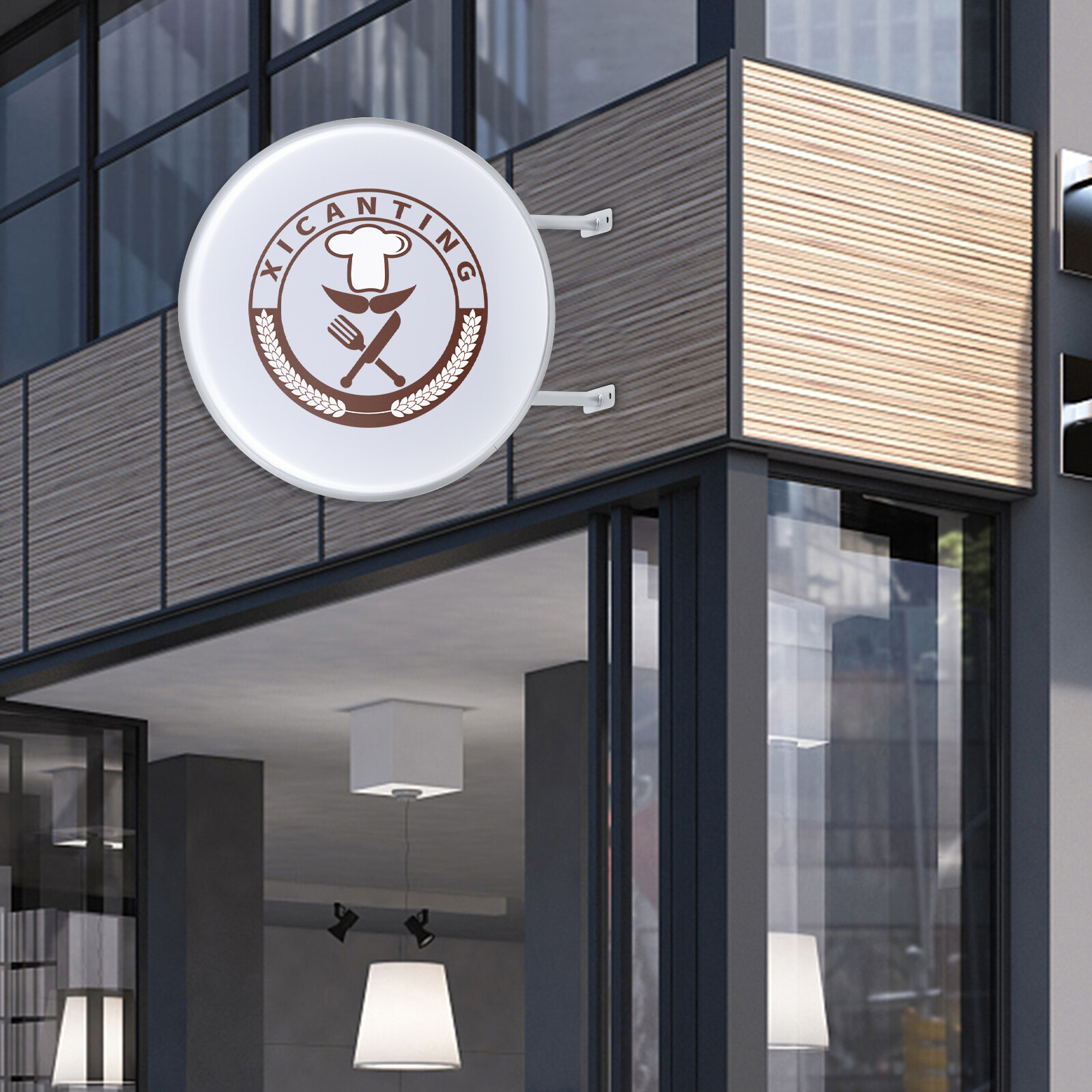 Round LED Light Box Sign Double Sided Outdoor Illuminated Business Sign【 24”】