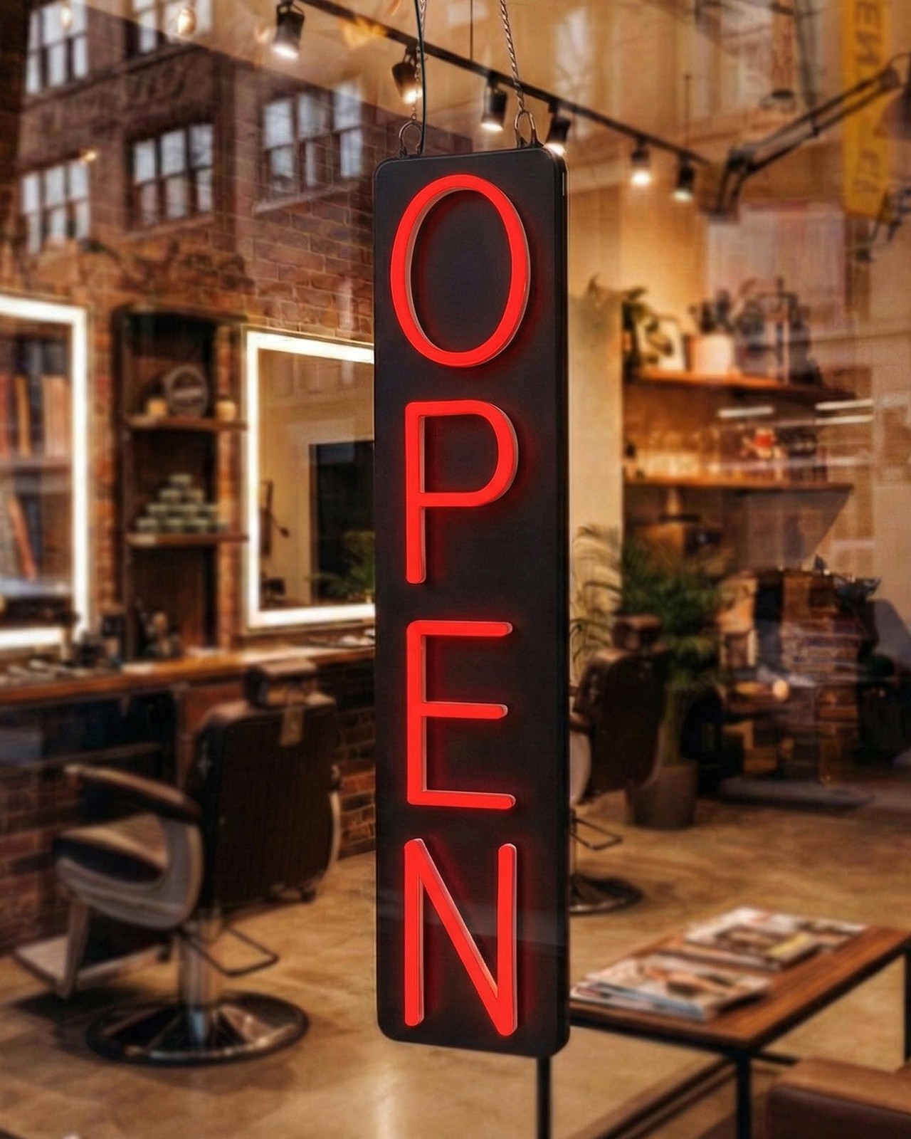 Hineon Vertical Neon Open Sign 26Inx5In Vertical Led Open Sign For Business Bar