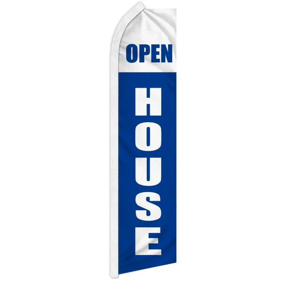 Open House (Blue/White) Swooper Flutter Feather Advertising Real Estate Banner