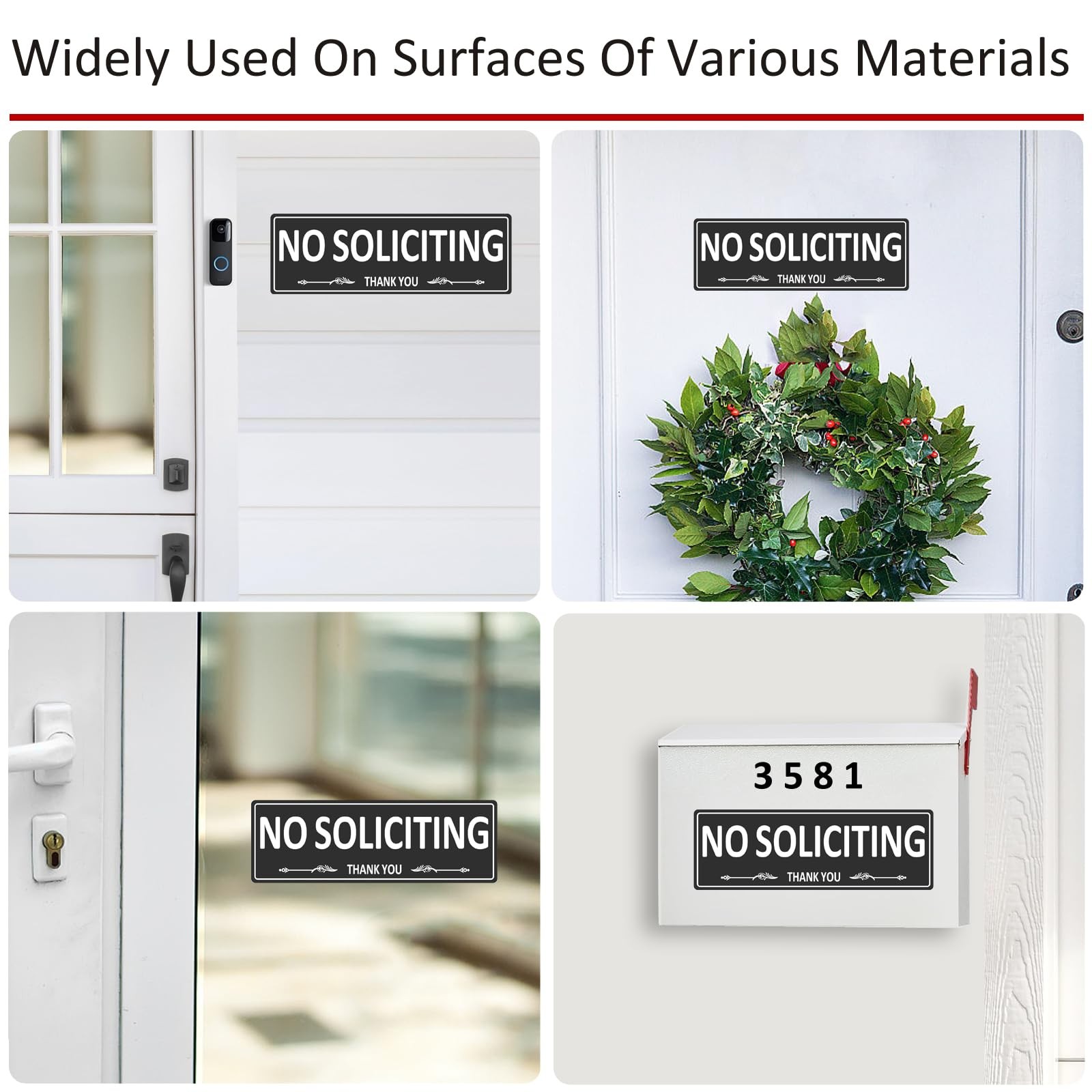 2 Pack Premium Metal SelfAdhesive No Soliciting Sign for Front Door, 7.5 x 2….