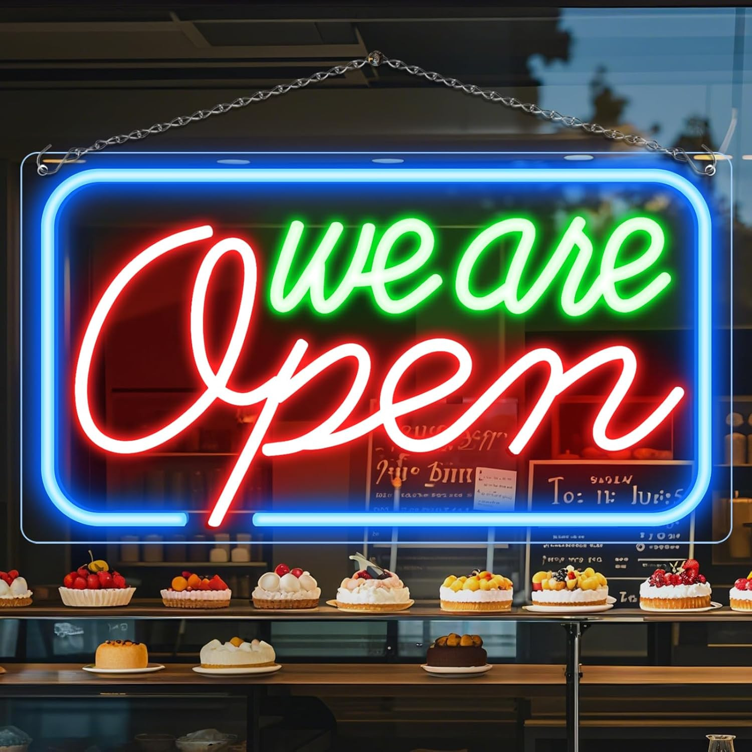 Neon We Are Open Signs for Business, 23.5”X 12.5” Adjustable Brightness Open S