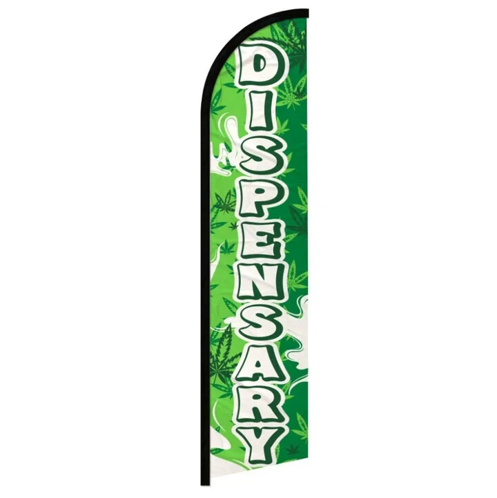 Dispensary Windless Full Sleeve Business Flags Medical MJ C.B.D Sold Here