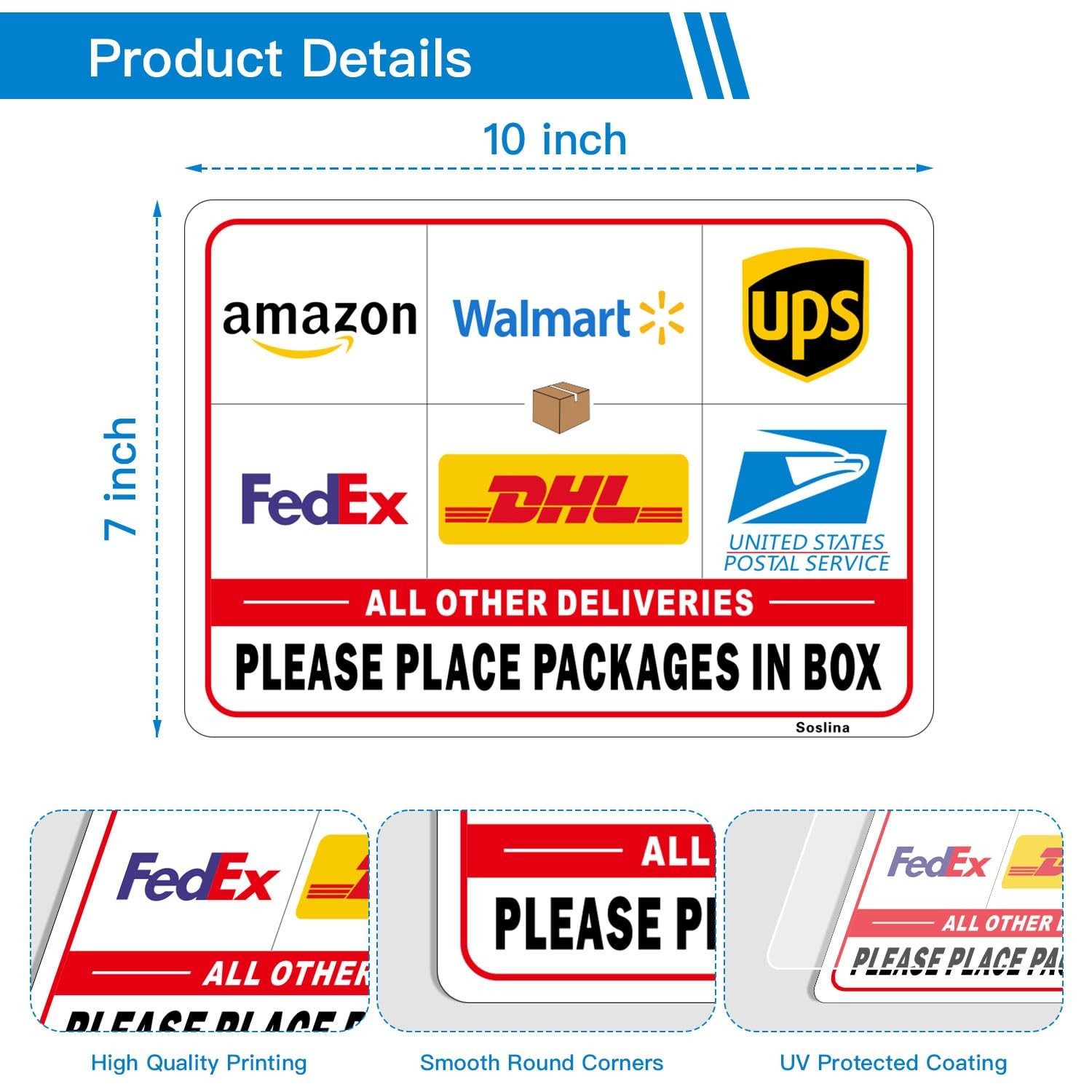 Please Leave Packages in Box Sign, Delivery Signs for Packages 4 Pack