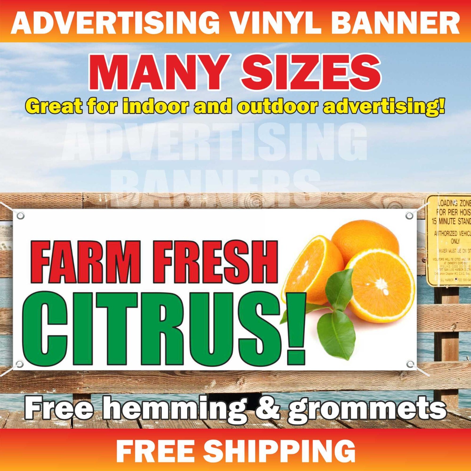FARM FRESH CITRUS Advertising Banner Vinyl Mesh Sign produce fresh drink fair