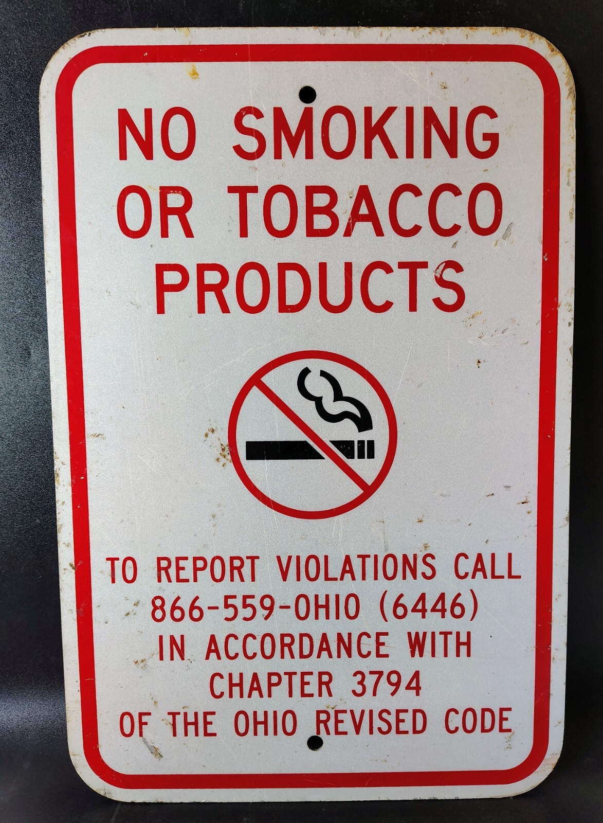 No Smoking Sign Authentic Aluminum Metal Tobacco Free Property Report Violations