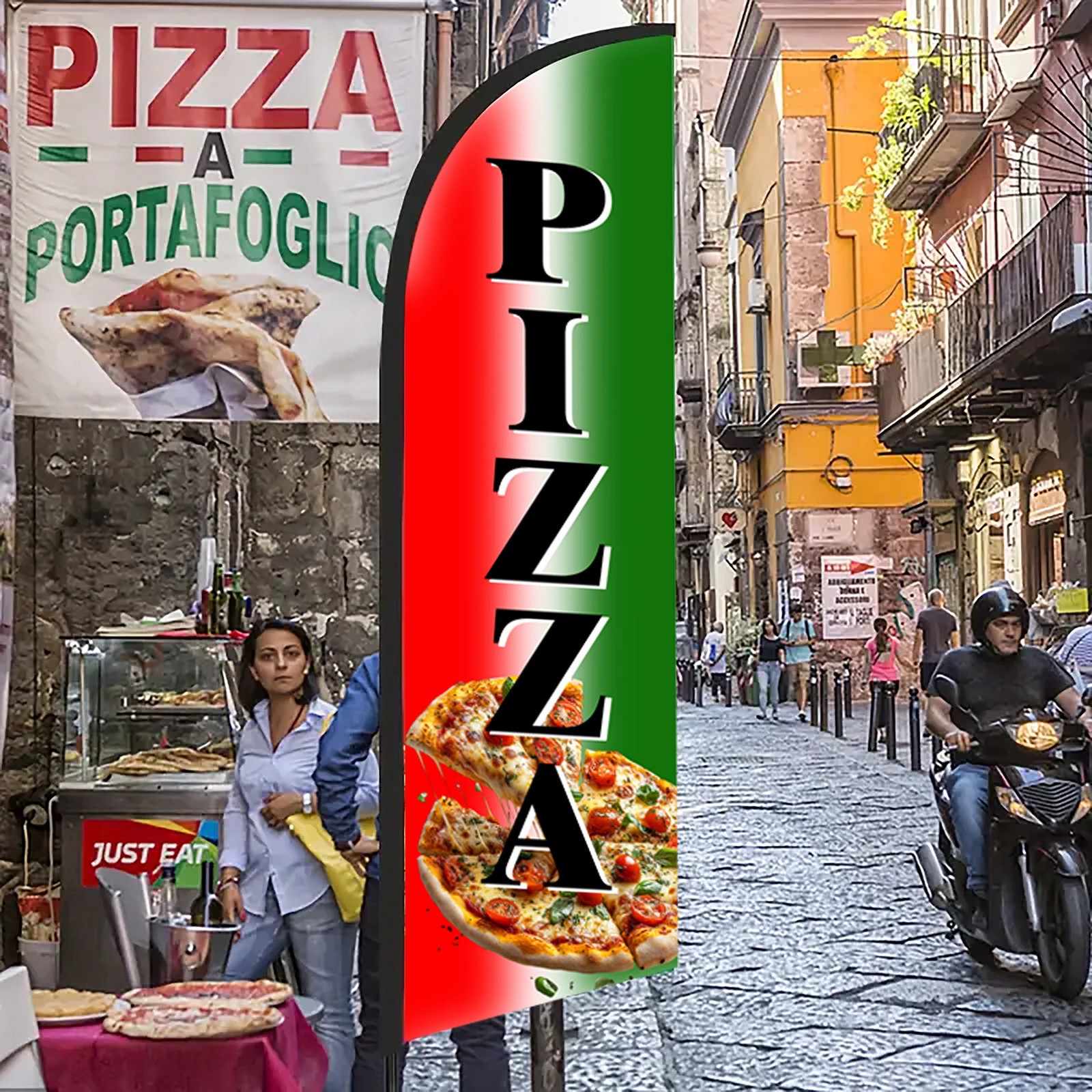 Pizza Feather Flag Beach Banner Hamburg Hot Dog Fries Shake Sandwich Ice Cream