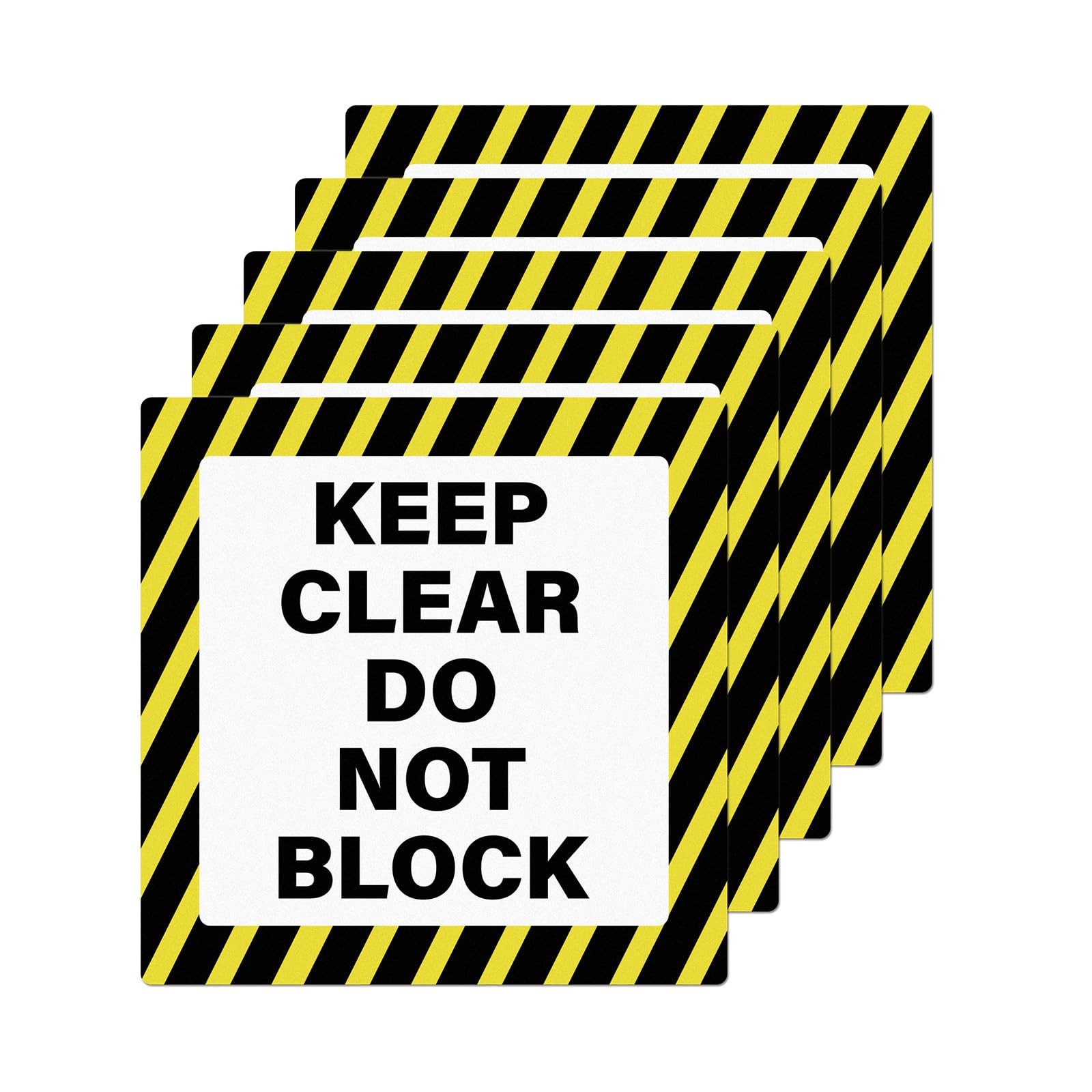 5 Pack Keep Clear Do Not Block Sign 17 × 17 Inches Caution Warning Safety Sti…