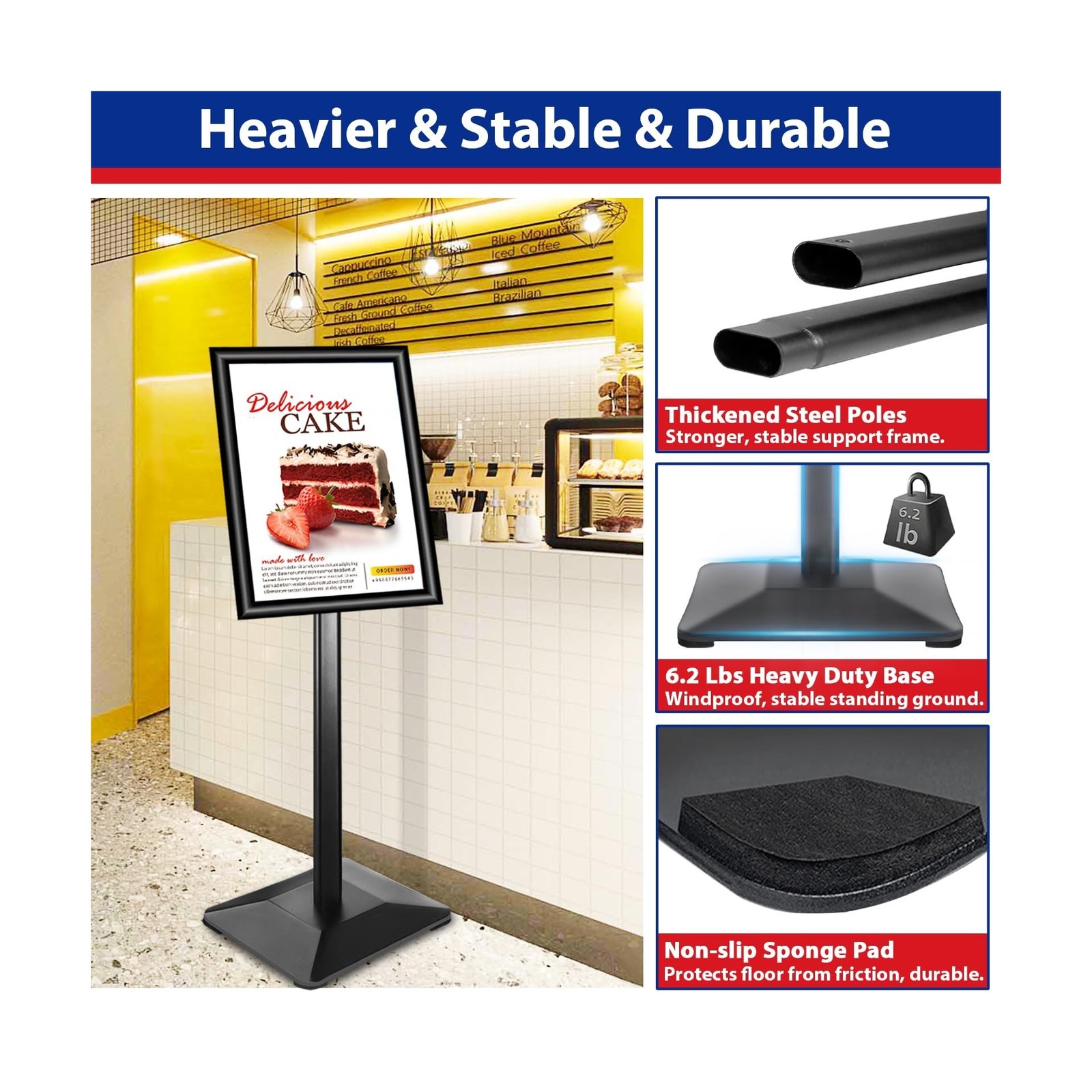 Sign Stand 11x17inch Pedestal Sign Holder Poster Stand 3Packs Adjustable Floo…