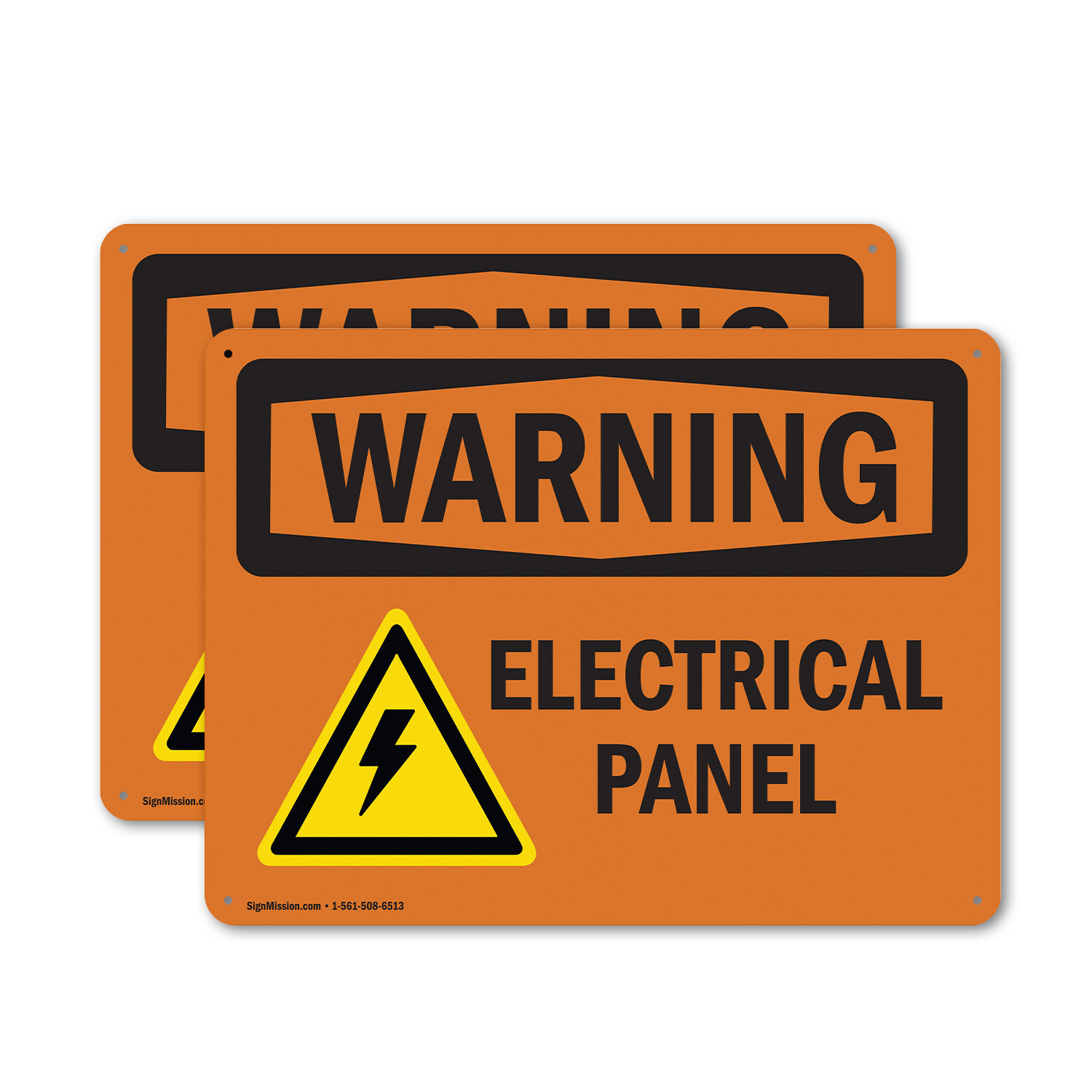 (2 Pack) Electrical Panel With Symbol OSHA Warning Sign Decal Metal Plastic
