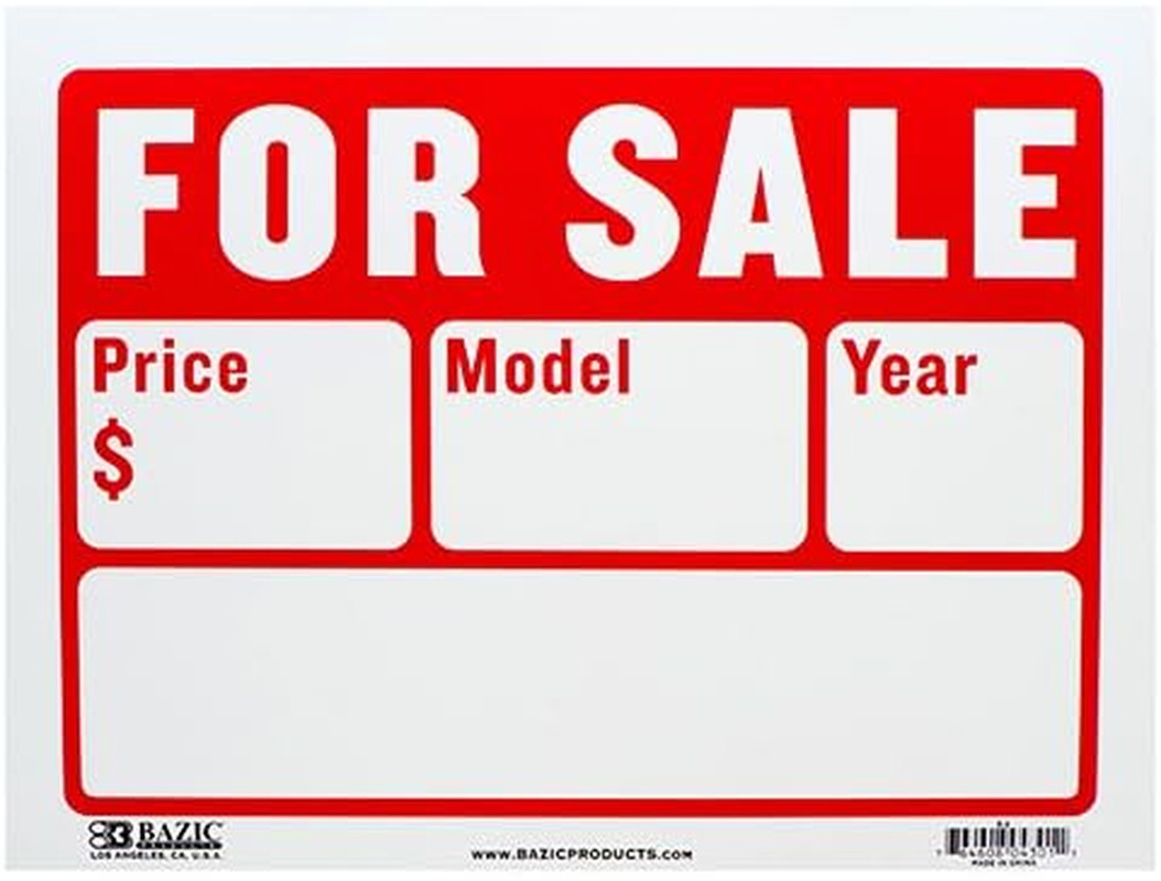 Plastic”for Sale” Sign Board (Size: 9″ x 12″, 2 Lines, Pack of 2) Retail Store/C