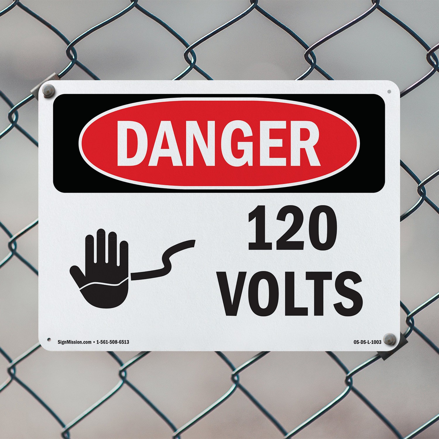 120 Volts OSHA Danger Sign Metal, Plastic, Or Decal – 5 or 10 Pack