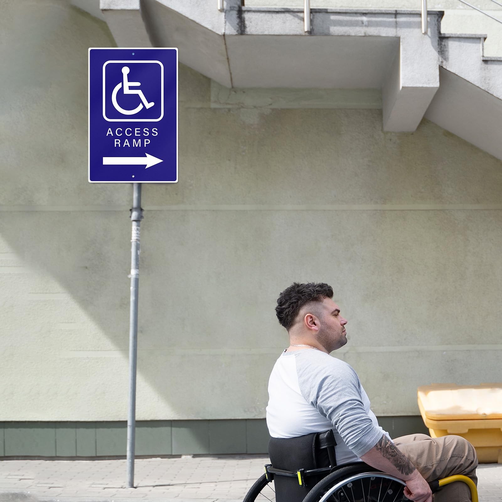 Handicap Access Ramp Right Arrow Sign Waterproof Aluminum 8×12 Inch Reflective