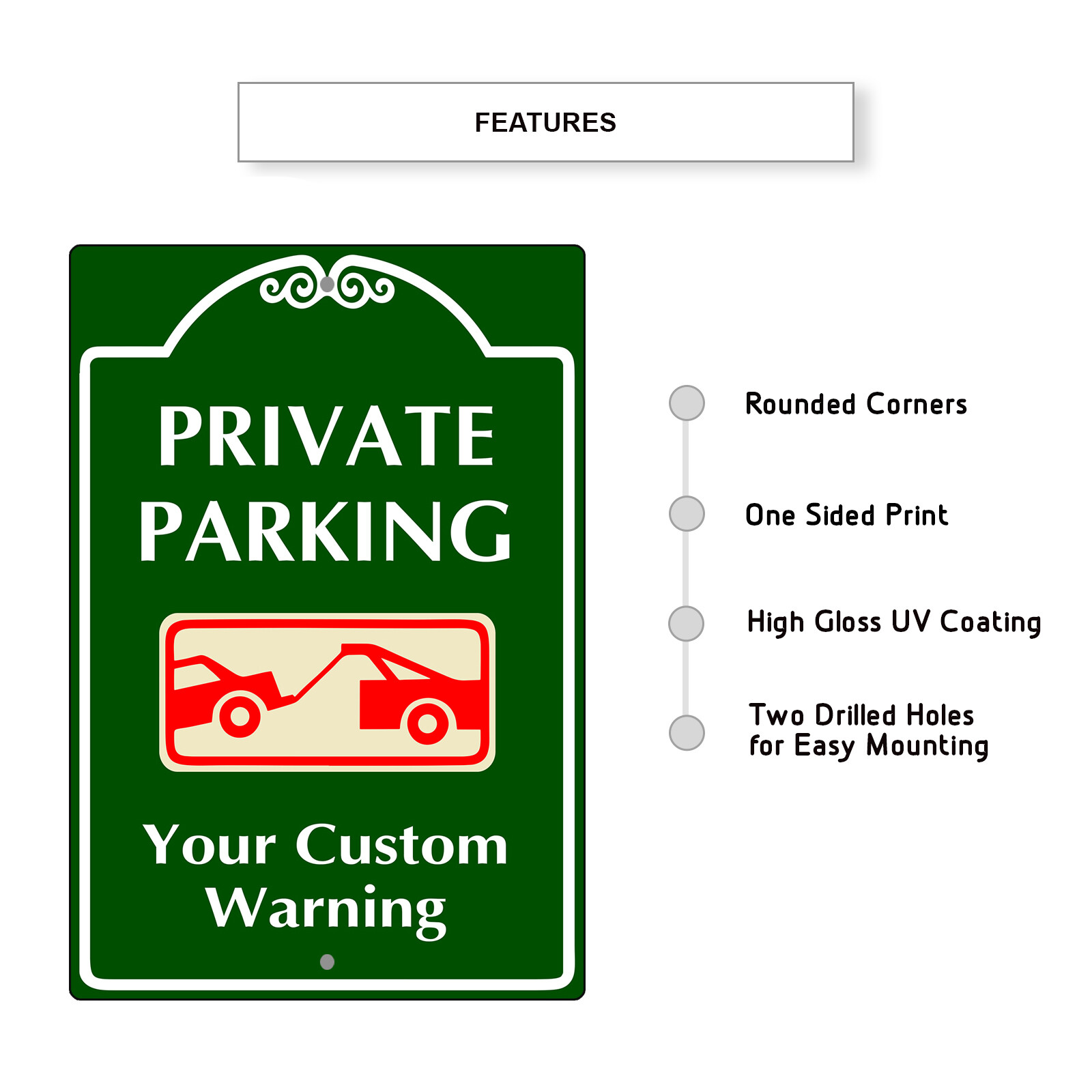 Custom Sign Private Parking Your Custom Warning Personalized Aluminum Metal Sign