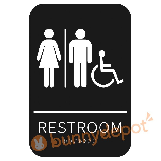 Unisex Restroom Sign ADA Braille Self Adhesive with 3M Tape 9″ x 6″