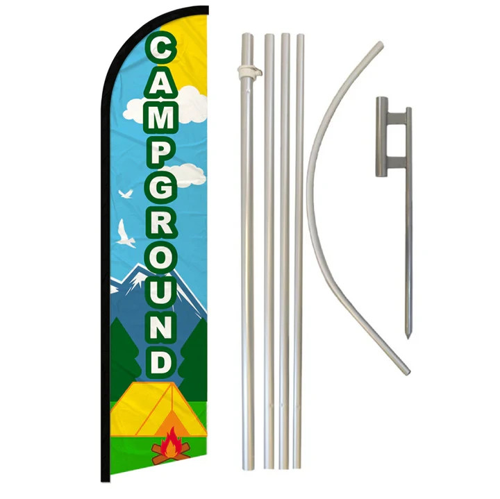 Campground (Blue) Full Curve Windless Swooper Flag Pole Kit Camping