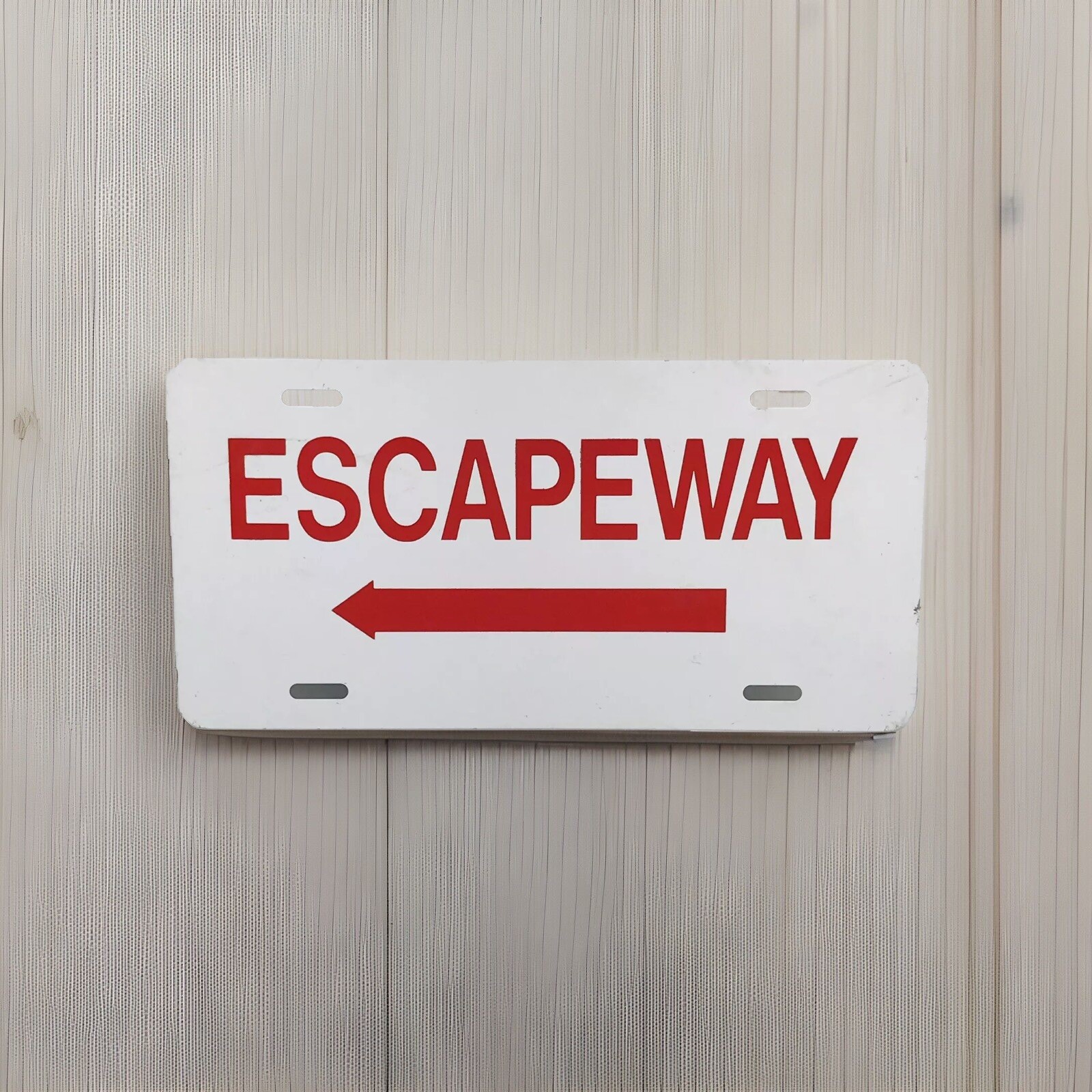 ESCAPEWAY Sign 12×6 Red White Double Sided Aluminum Metal – Novelty Man Cave