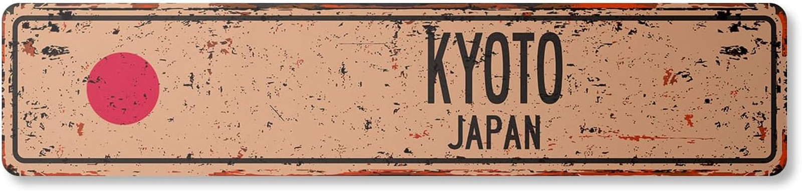 Kyoto Japan Vintage Aluminum Street Sign Japanese Flag City Country Road Rustic