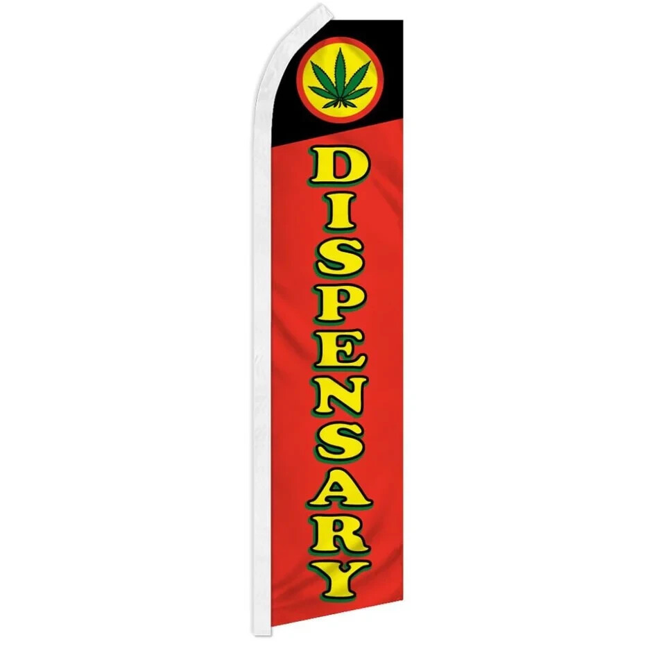 Dispensary Red Swooper Flutter Feather Advertising Marijuana Banner Flag