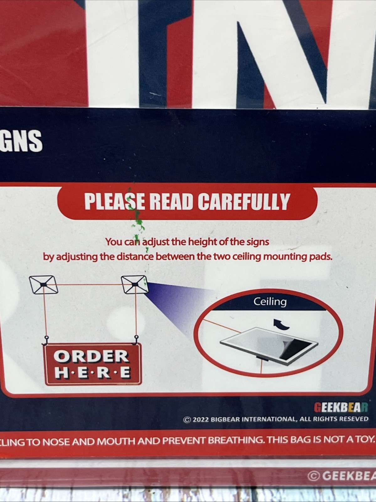 Check In Here/Check Out Here Sign Hanging from Ceiling – 12 x 6 in.NIP