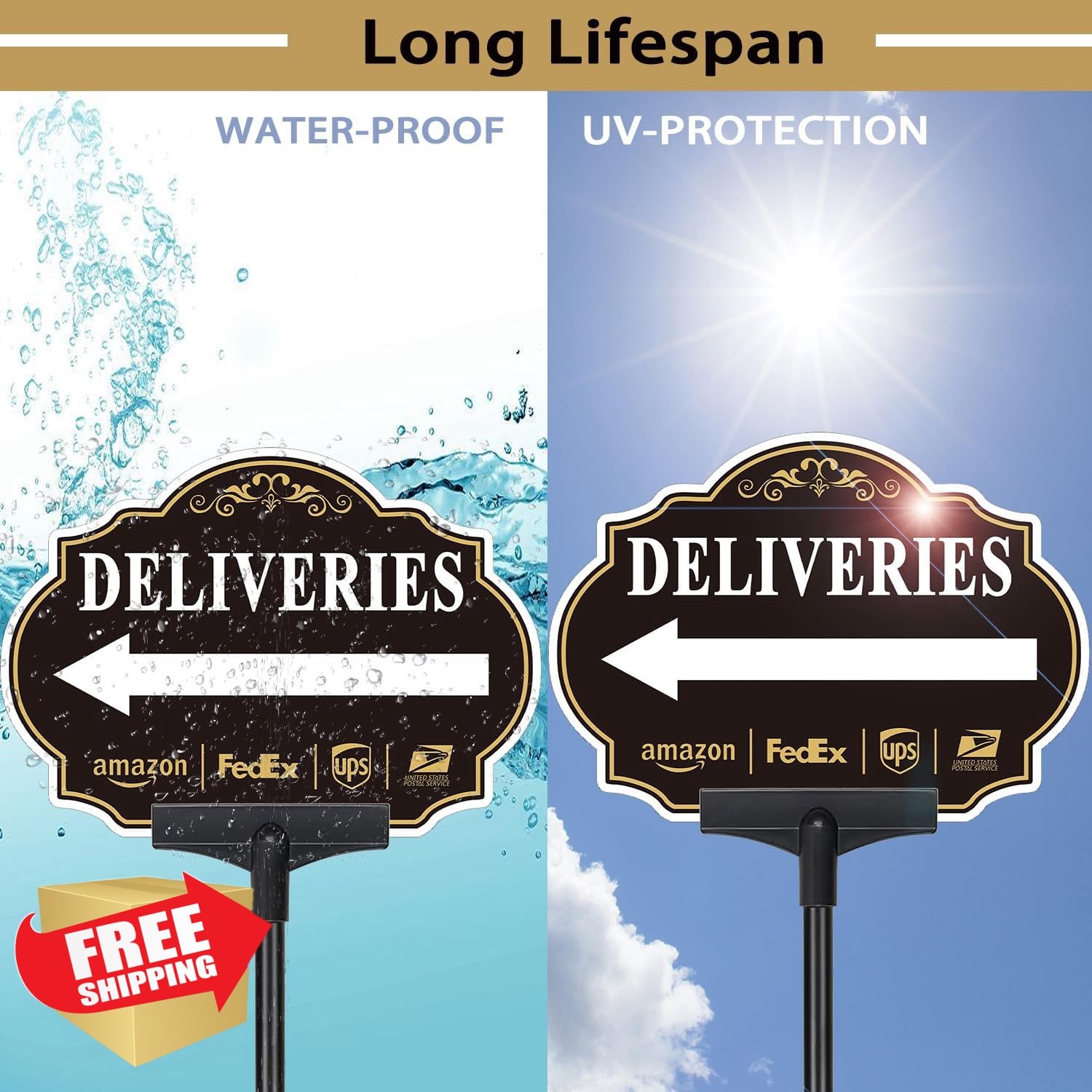 Folyming Left Arrow Yard Sign 10″x7″ w/ 19″ Stake