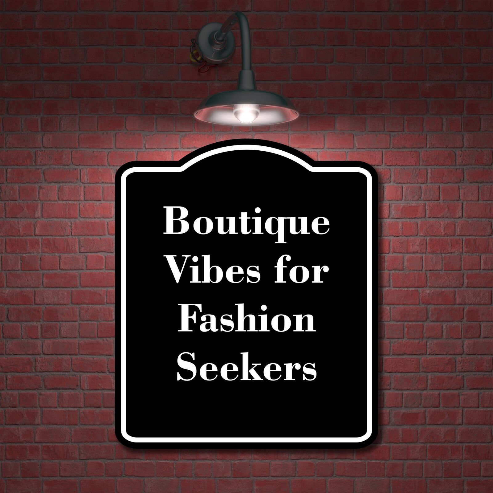 Boutique Vibes for Fashion Seekers BLACK Aluminum Composite Sign
