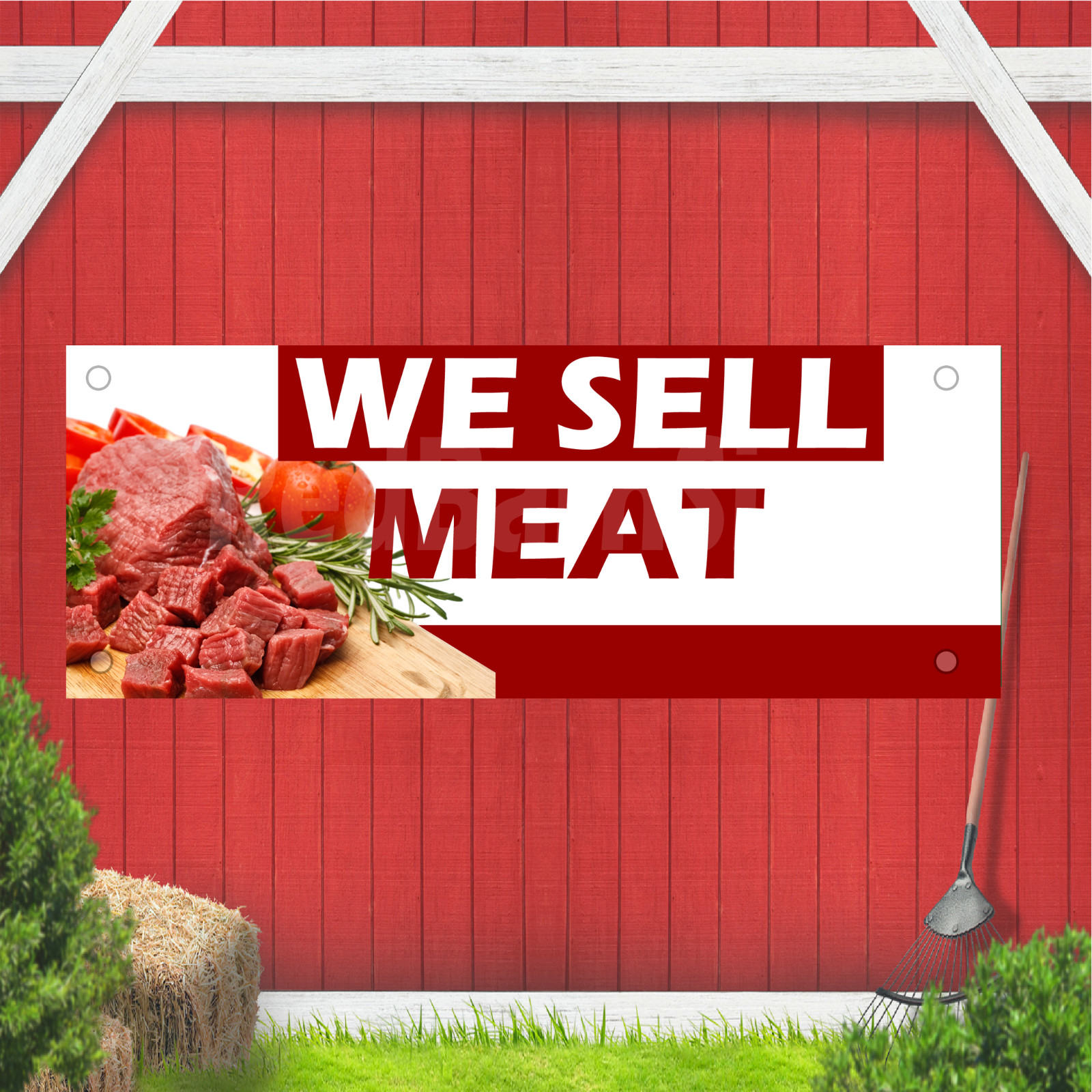 We Sell Meat Indoor Outdoor Vinyl Banner Design