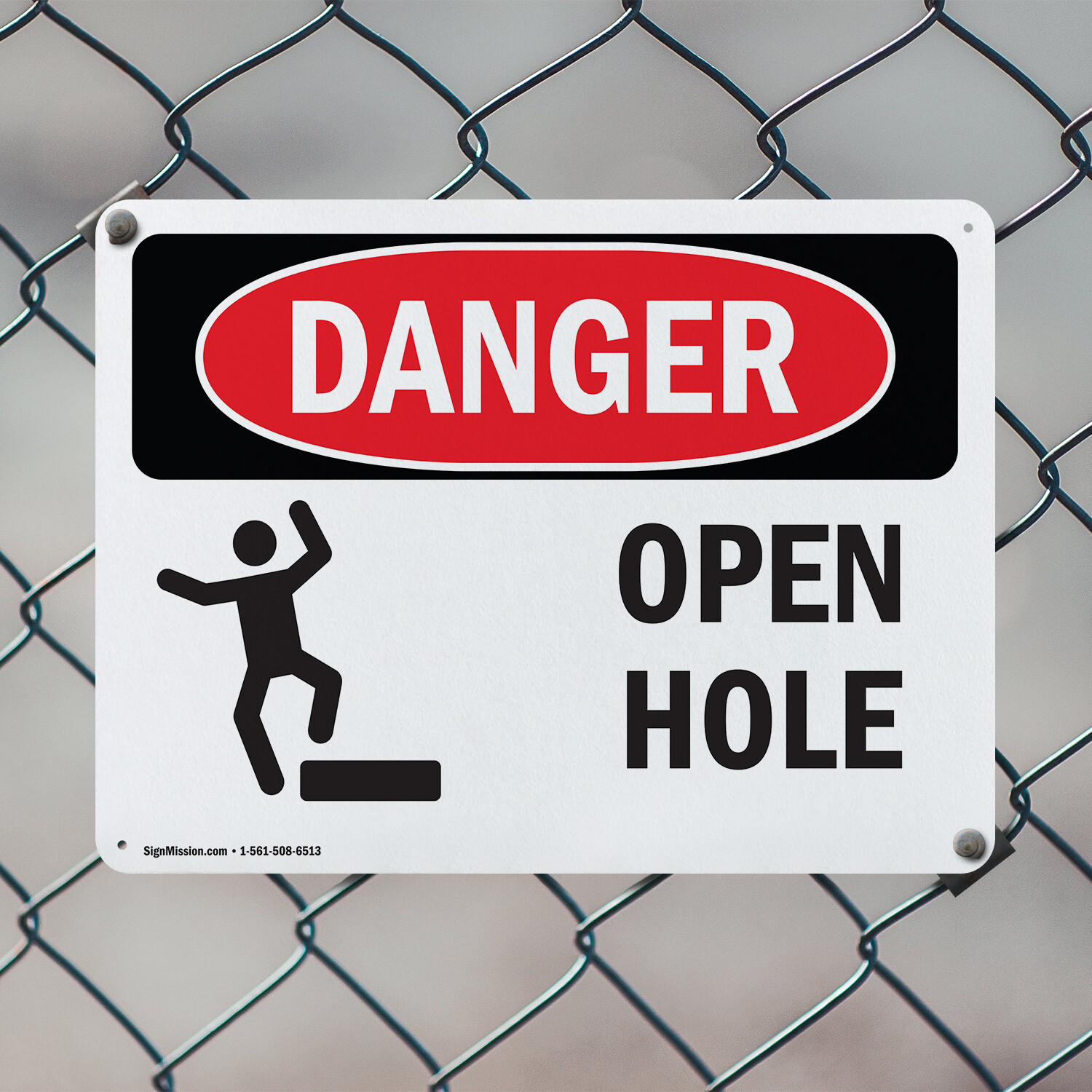 (2 Pack) Open Hole OSHA Danger Sign Decal Metal Plastic
