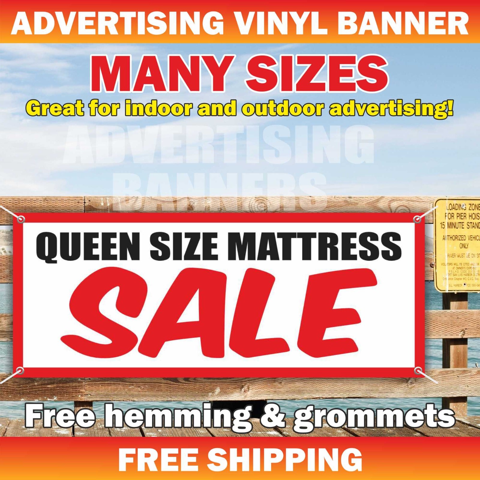 QUEEN SIZE MATTRESS SALE Advertising Banner Vinyl Mesh Sign BED DISCOUNT Sofa