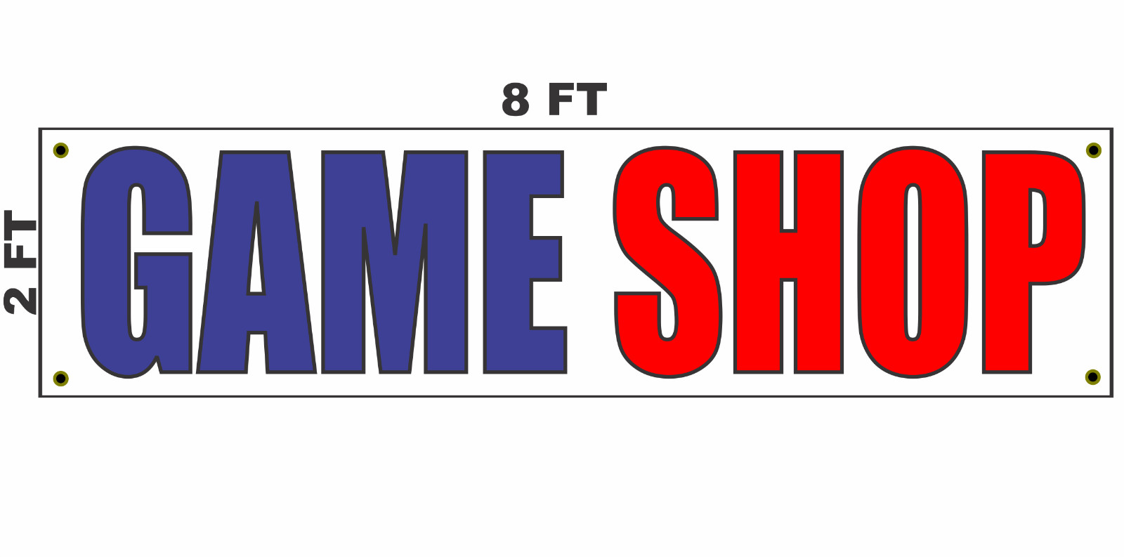 GAME SHOP Banner Sign 2×8 for Business Shop Building Store Front Book Comic
