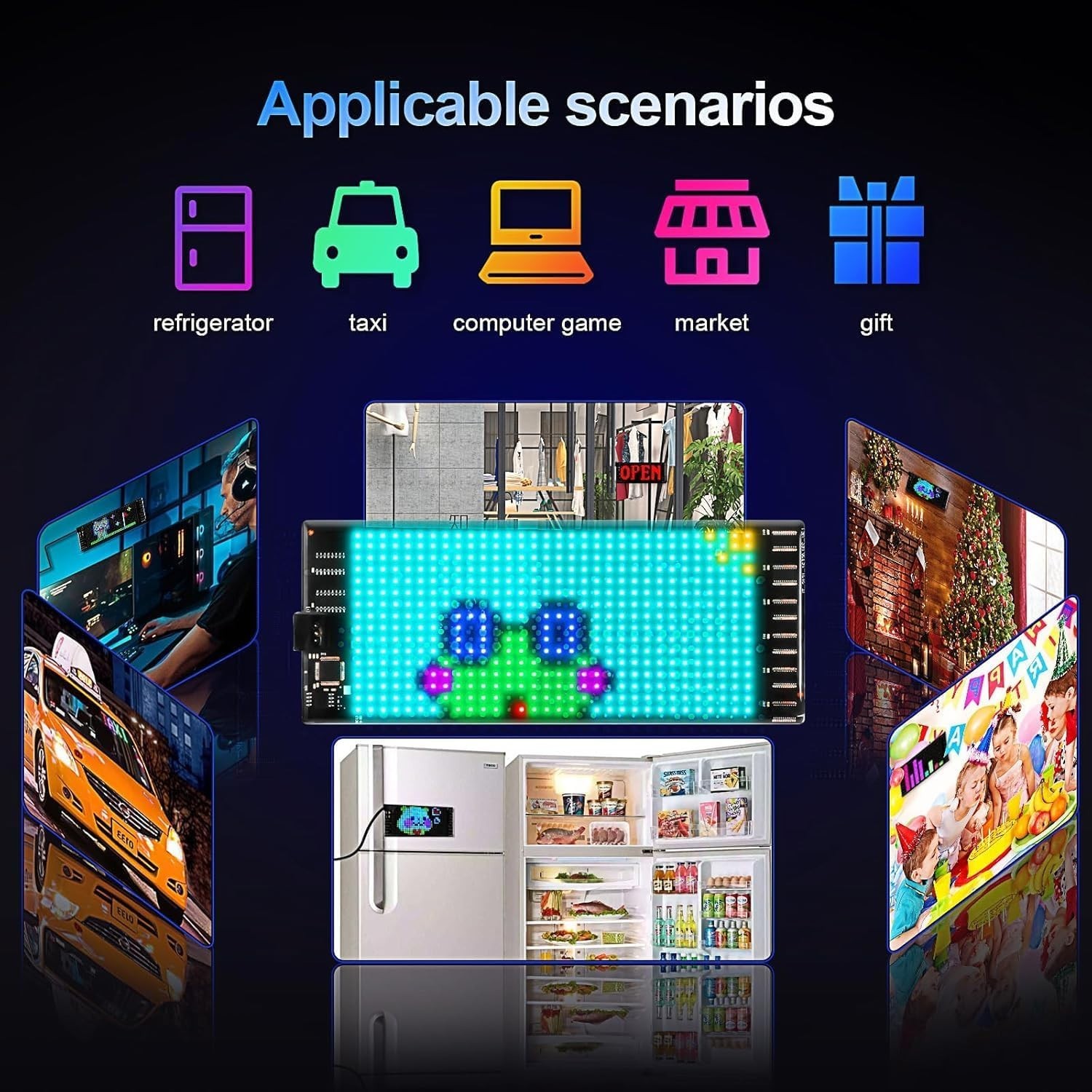 App-Controlled LED Display for Car – Dynamic Text and Animation Panel, 6.7’x2.7′