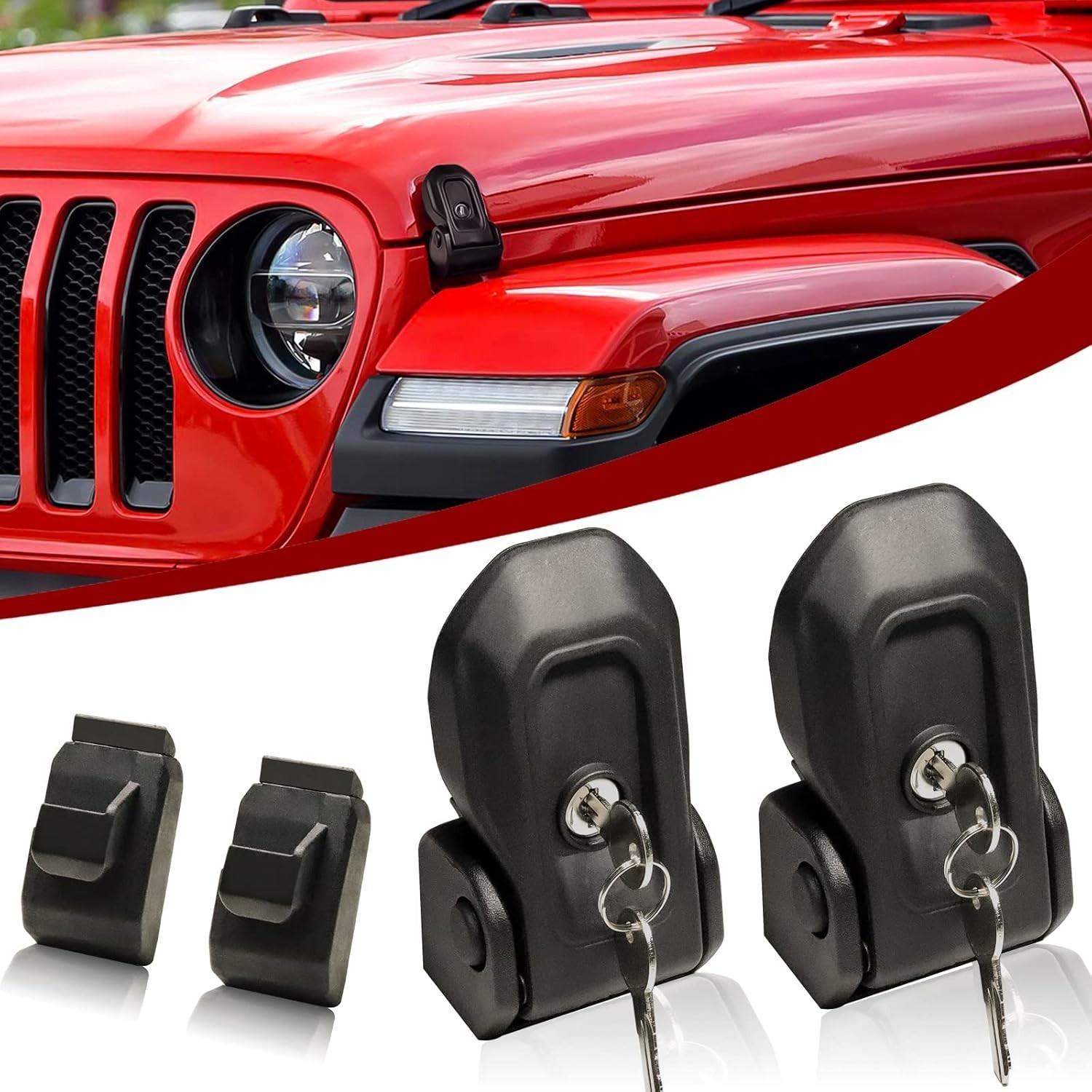 Buling Wrangler Factory Locking Hood Latches with Keys Compatible with Jeep W…