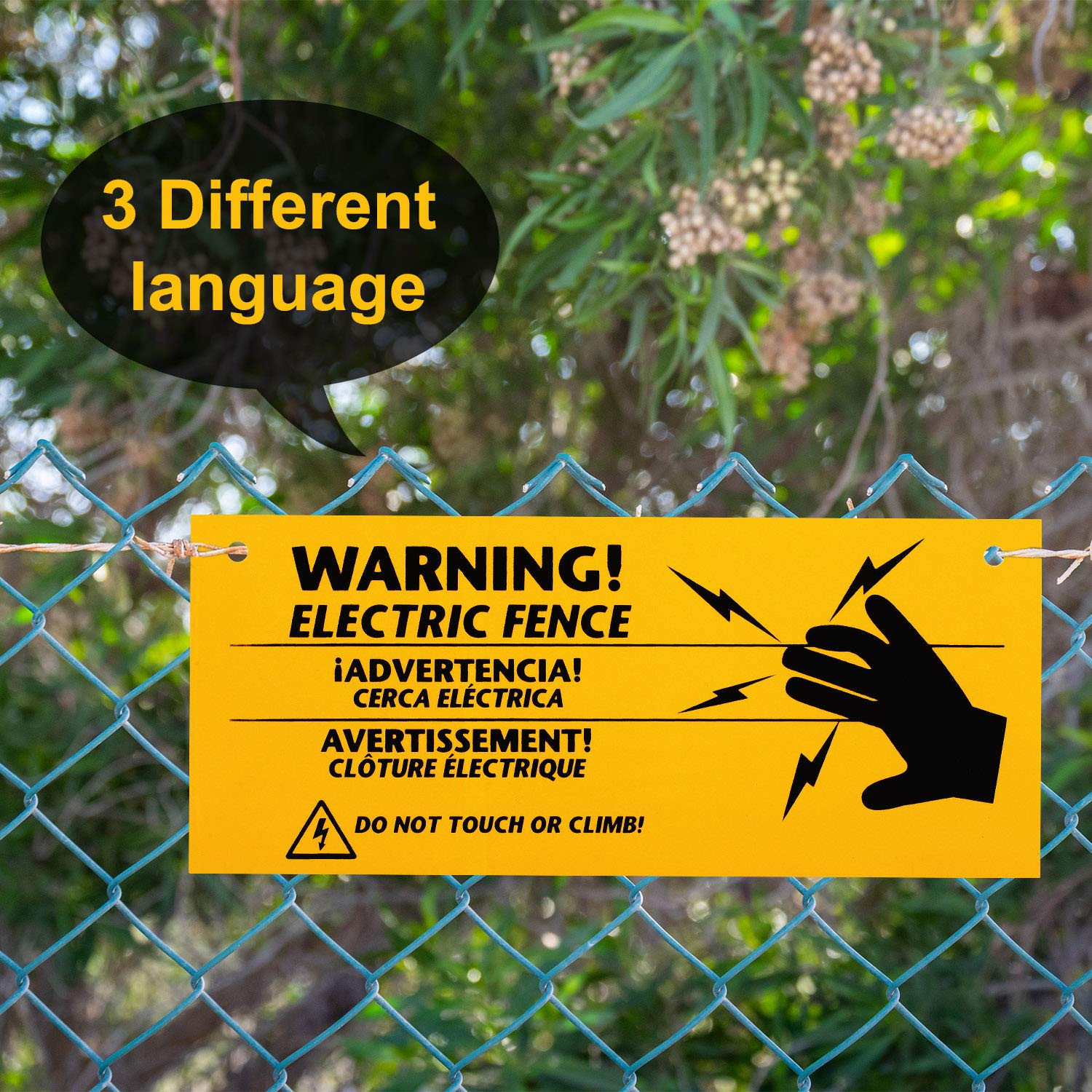 24 Pieces Electric Fence Warning Signs 10 X 4 Inch Plastic Danger Electric Fence