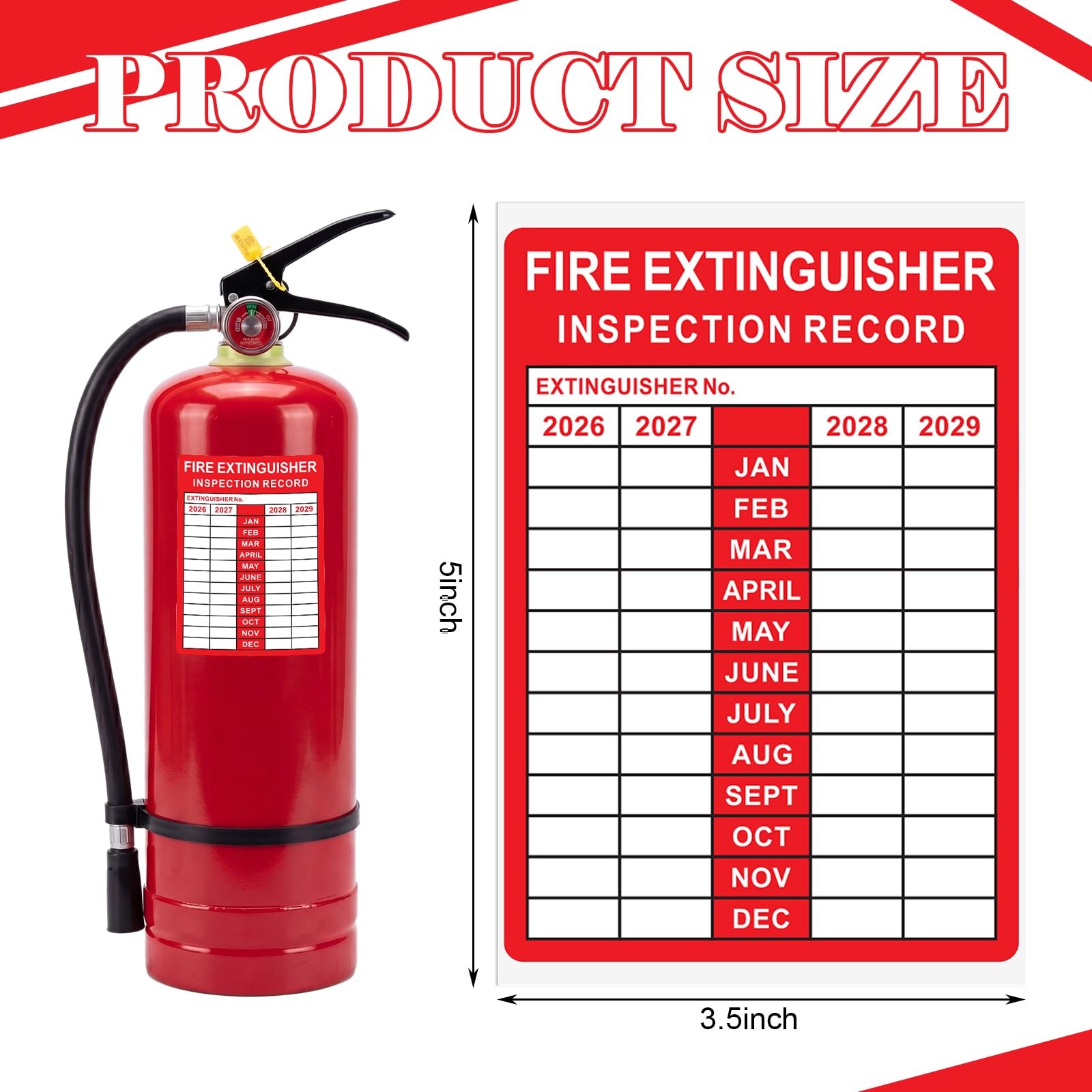 10 Pcs Fire Extinguisher Inspection Record Labels – 3.5″ x 5″ Fire Adhesive V…