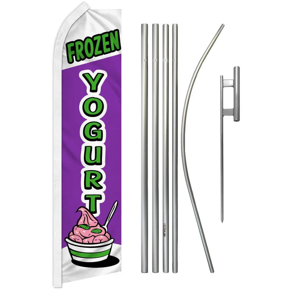 Frozen Yogurt Swooper Advertising Flag & Pole Kit