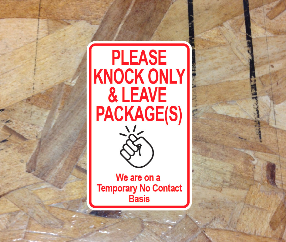 Please Knock Only Leave Package Decal Sticker No Contact Safety Sign Notice