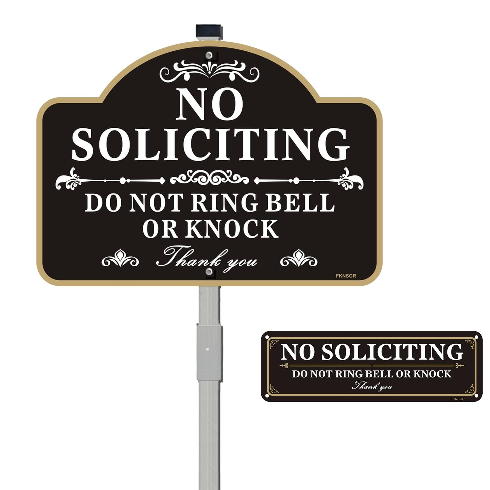 No Soliciting Yard Sign Metal 10×14 Aluminum Weatherproof Stake Outdoor